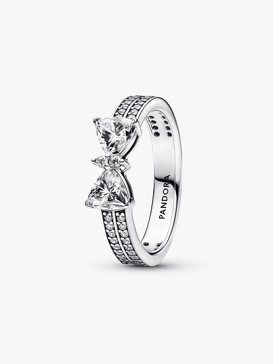 Anillo Doble Banda Lazo Brillante - Estilo Pandora 1
