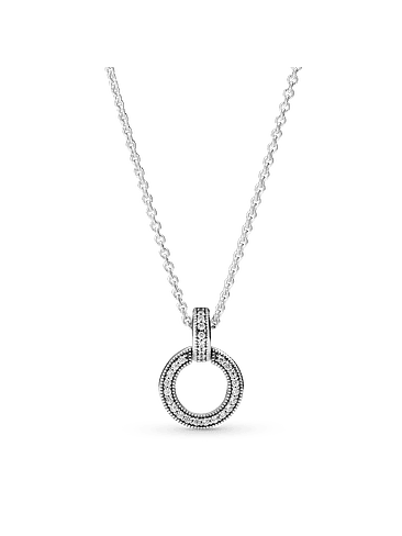 Collar y Pendiente Círculo Doble - Estilo Pandora 1