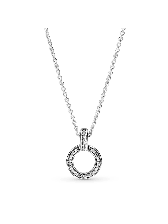 Collar y Pendiente Círculo Doble - Estilo Pandora 1