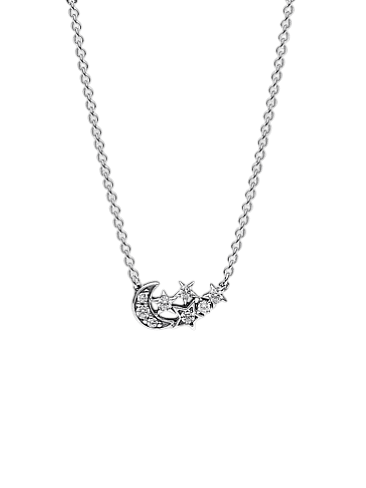 Collar Luna y Estrella Brillantes - Estilo Pandora 1