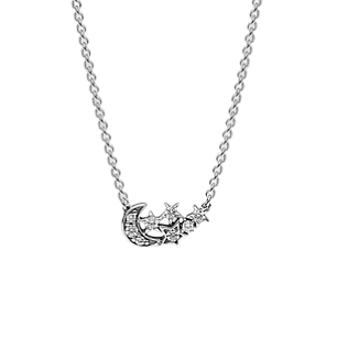 Collar Luna y Estrella Brillantes - Estilo Pandora