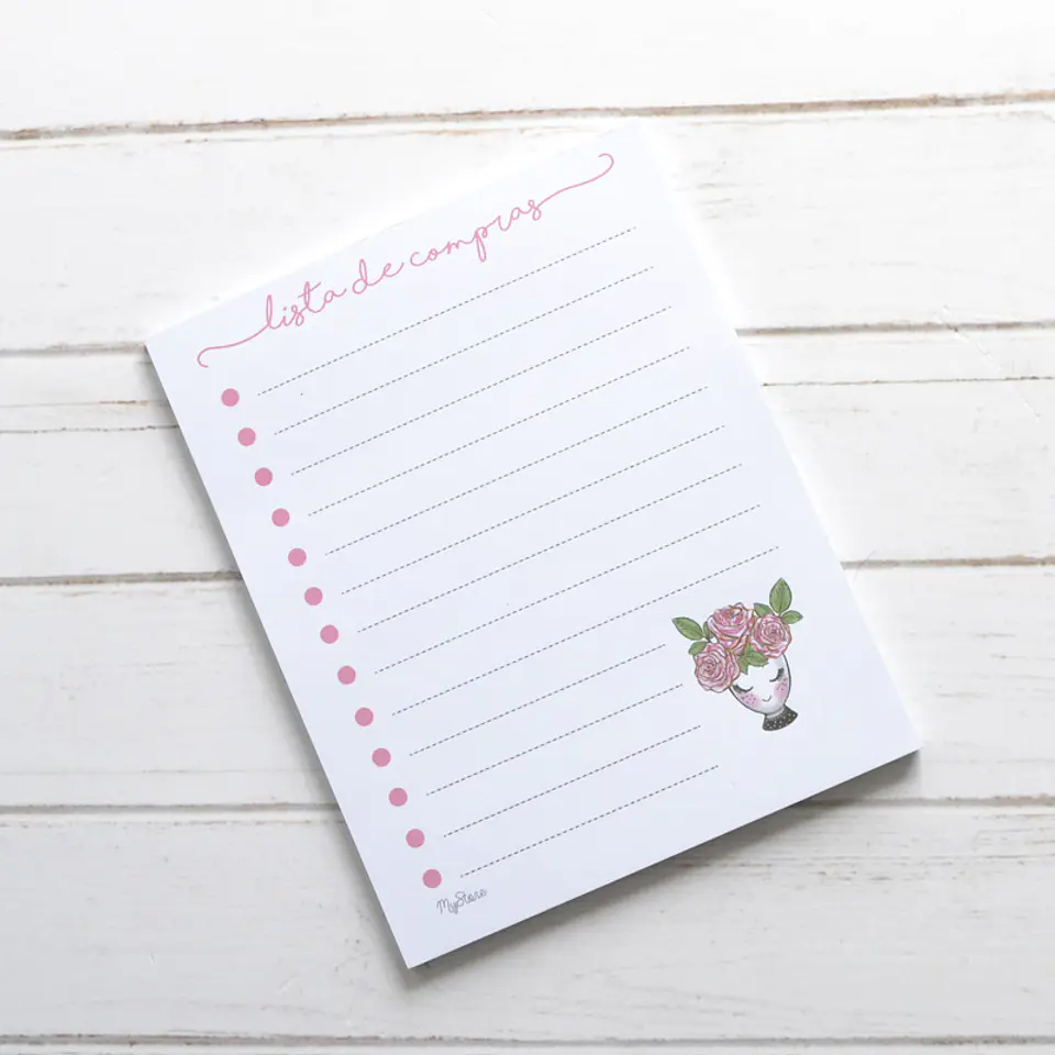 Lista de Compras Taza con Flores 1