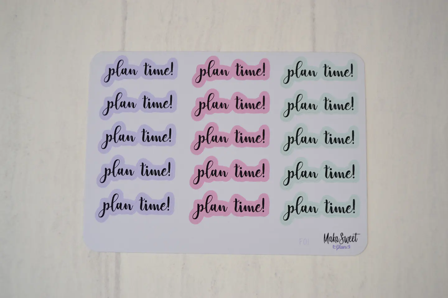 F 01 Plan time 1