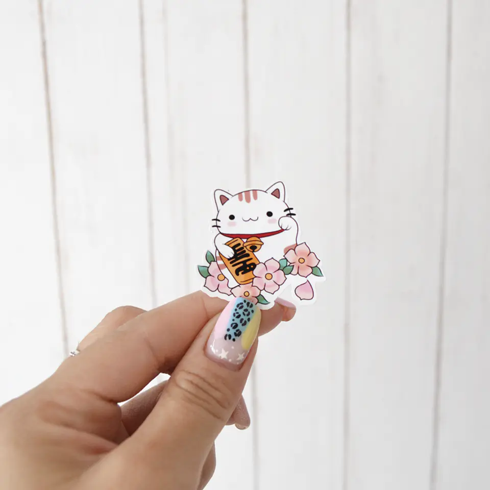 Sticker Gato de la Suerte Blanco 1