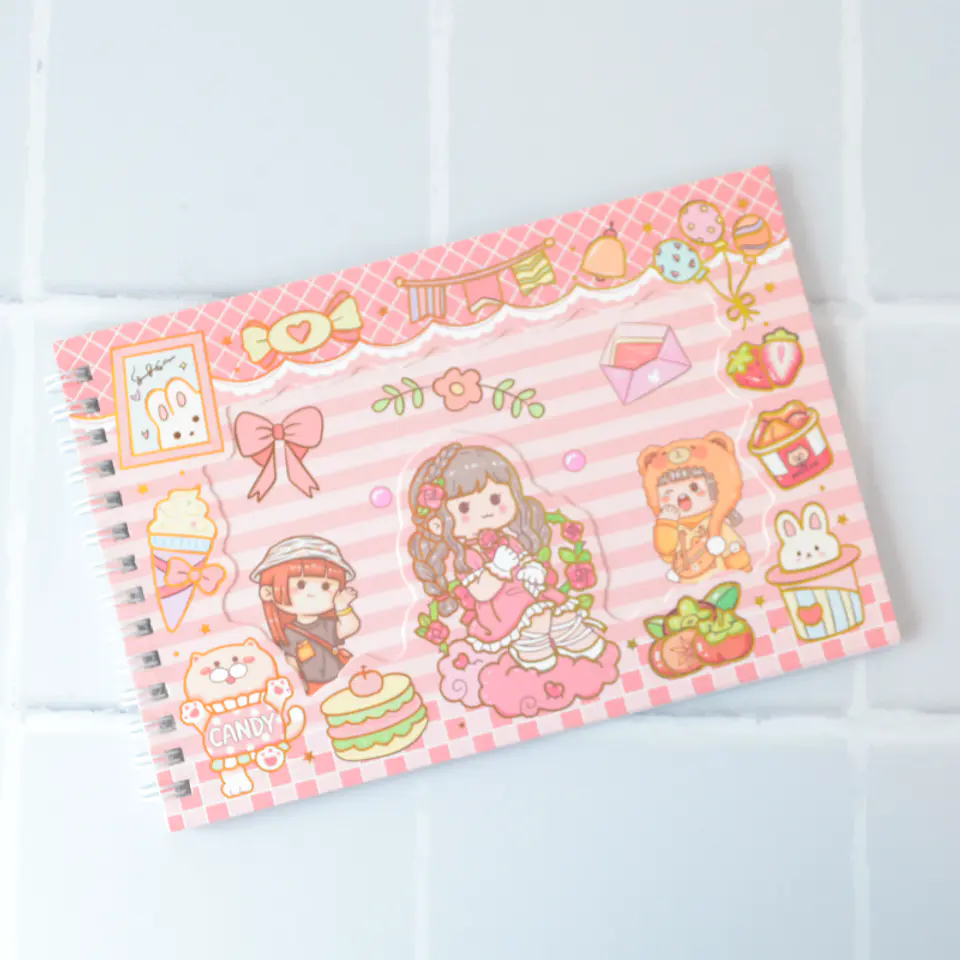 Libro para pegar Stickers Rosado 1