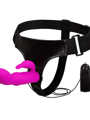 Arnés con conejo vibrador silicona ( vibración variable)
