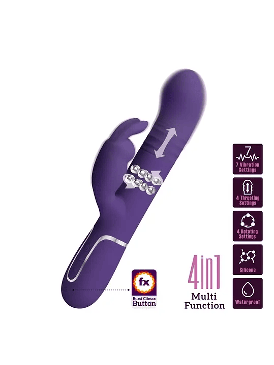 Vibrador Conejo con Empuje y Perlas Vibratorias Giratorias 7