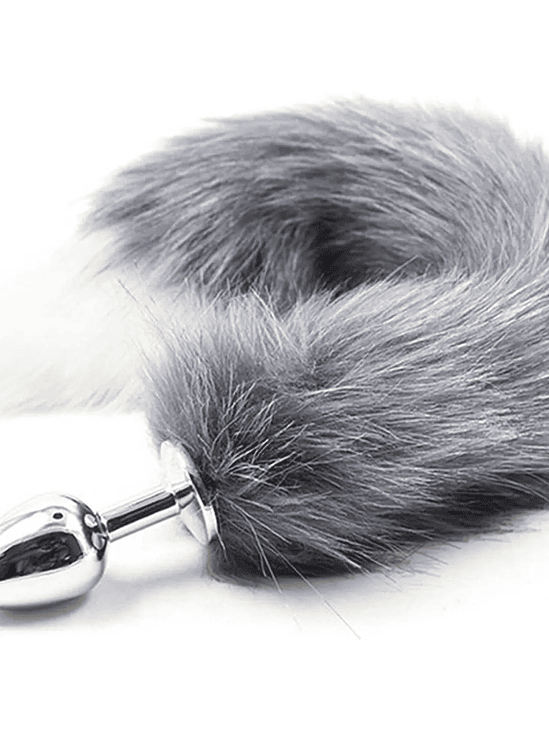 Plug Anal Metálico Cola de Zorro Negro 1