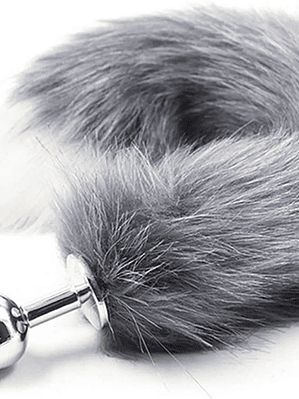 Plug Anal Metálico Cola de Zorro Negro