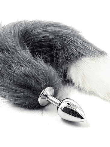 Plug Anal Metálico Cola de Zorro Negro 2