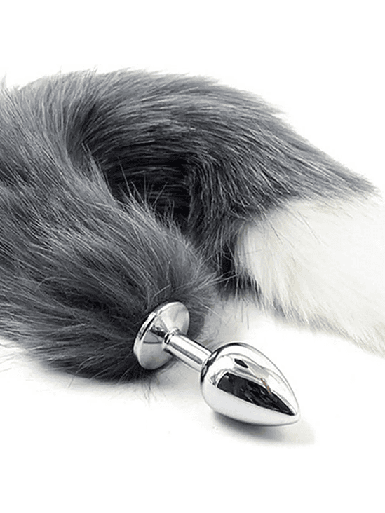 Plug Anal Metálico Cola de Zorro Negro 2