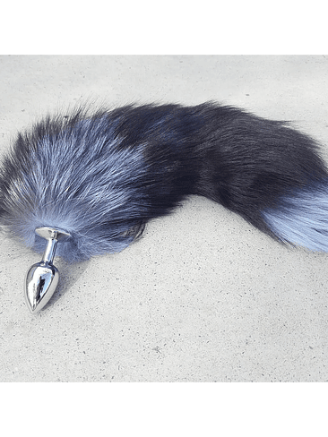 Plug Anal Metálico Cola de Zorro Negro 3