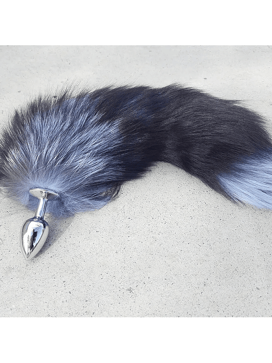 Plug Anal Metálico Cola de Zorro Negro 3