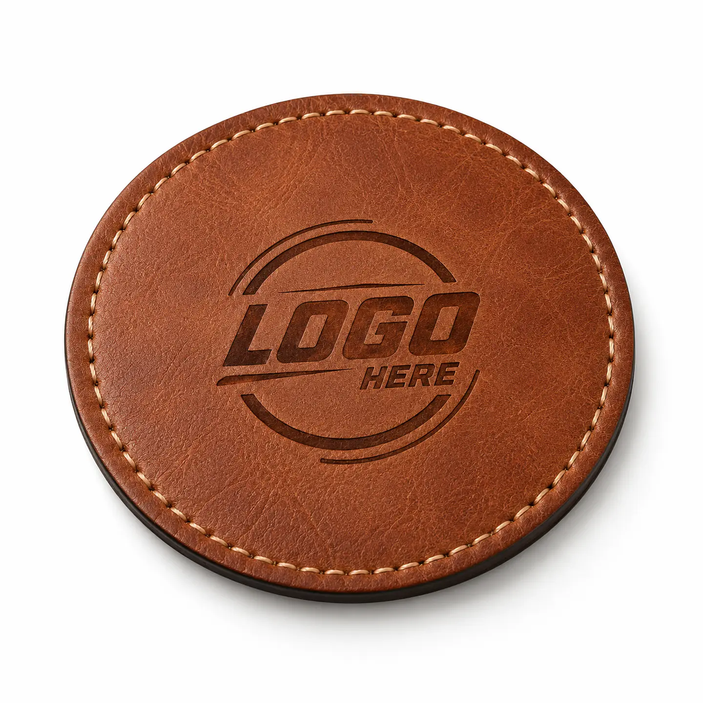 Posavasos de Cuero Redondo Personalizado x4 pack 1