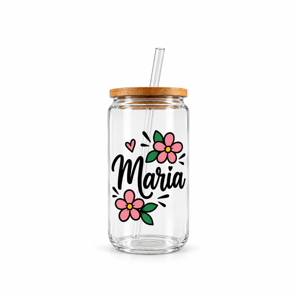 Vaso de Vidrio 16 oz Personalizado con Vinil 2