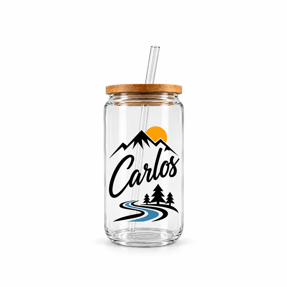 Vaso de Vidrio 16 oz Personalizado con Vinil 3