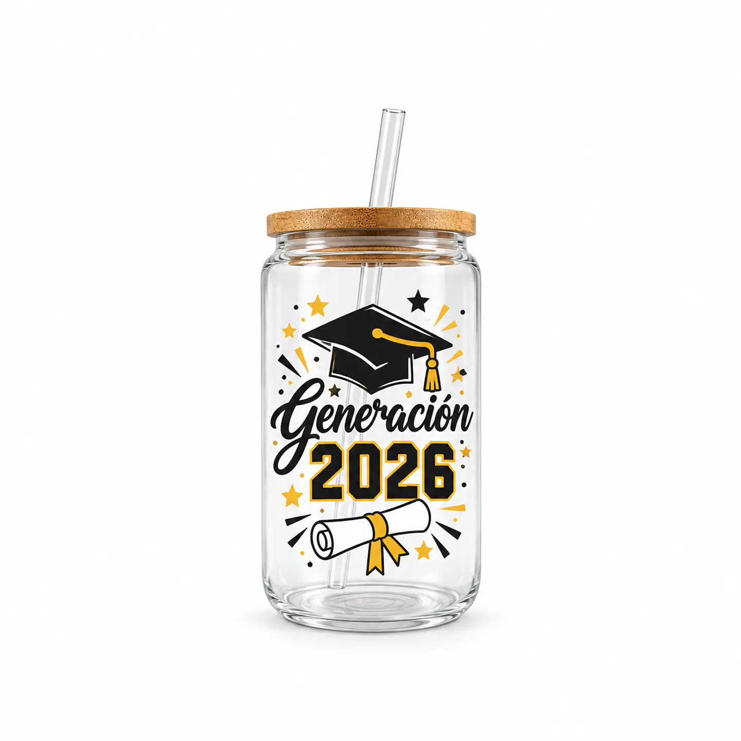 Vaso de Vidrio 16 oz Personalizado con Vinil 1