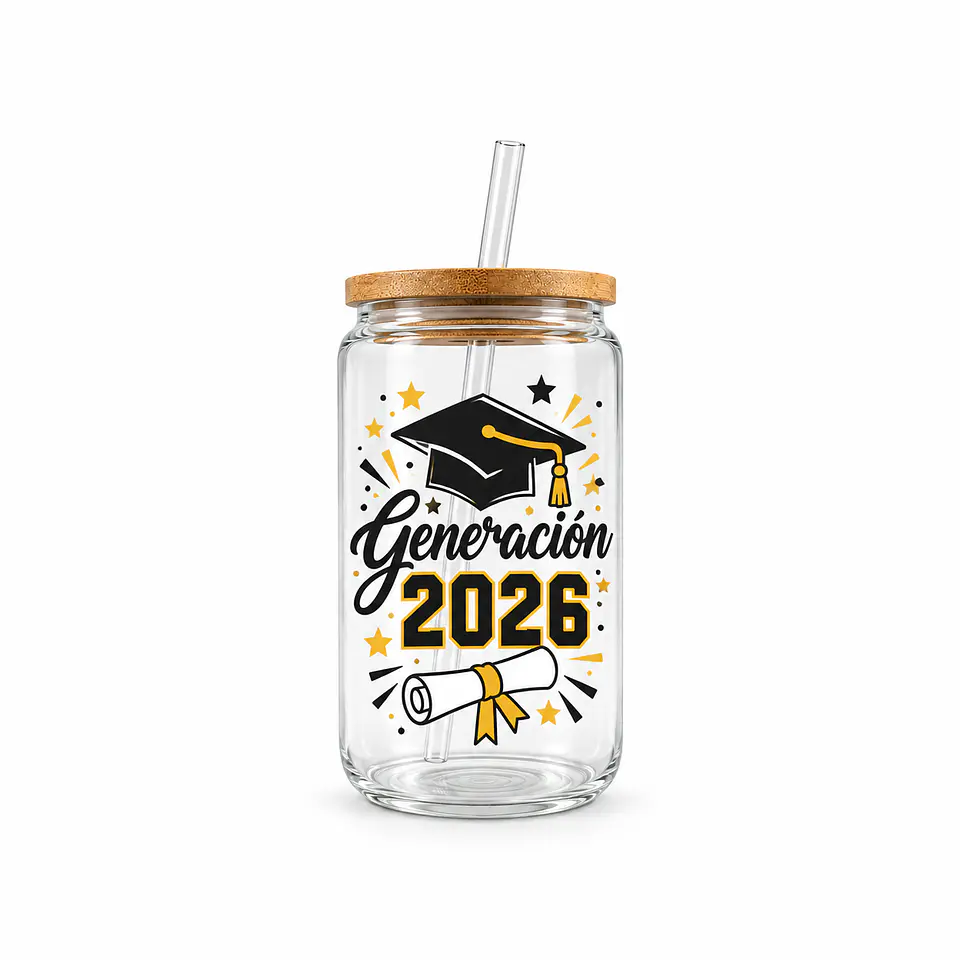 Vaso de Vidrio 16 oz Personalizado con Vinil 1