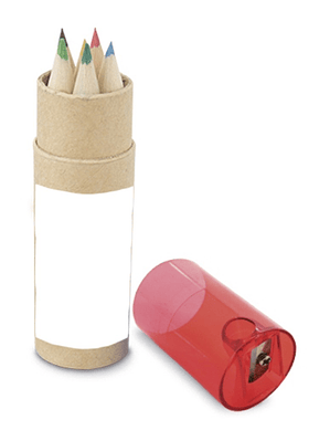 Caixinha 6 Lápis de Cor com Afia Vermelha ou Azul