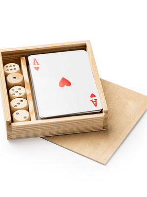 Caixa em Madeira com Cartas e Dados Personalizada