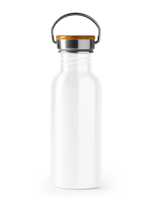 Garrafa Alumínio 600ml Tampa em Bambu Personalizada
