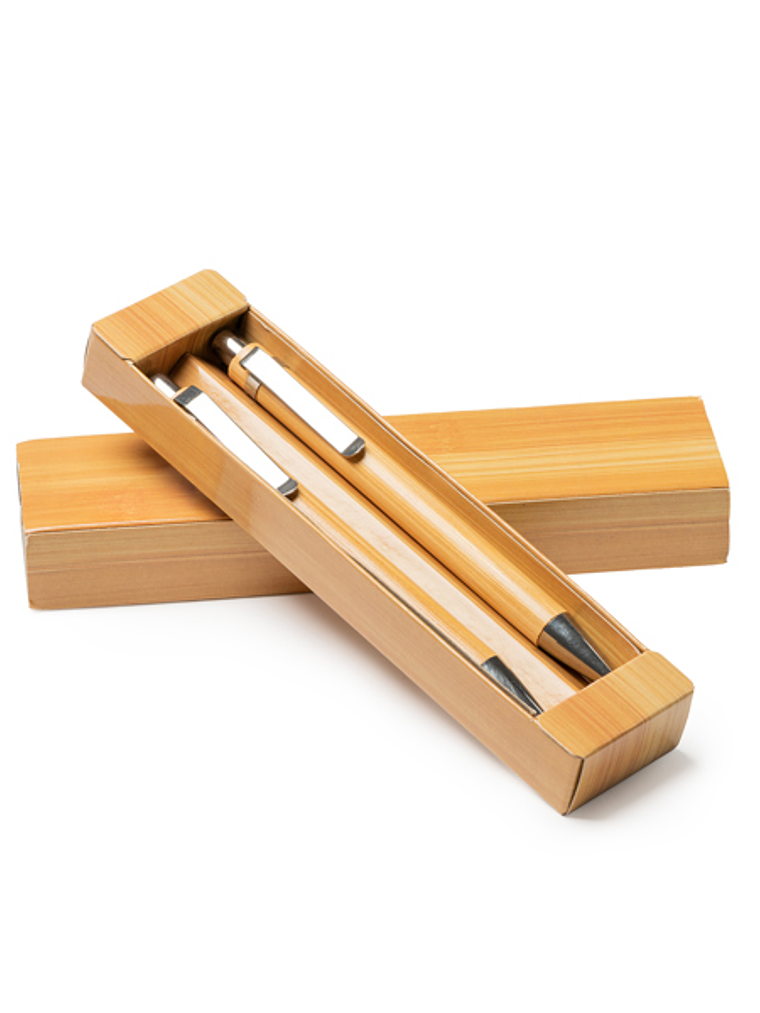 Kit Caneta e Lapiseira em Bambu Personalizado 1