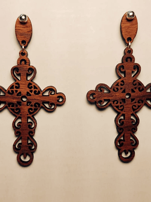 Brincos em Madeira MOD. Cross 1