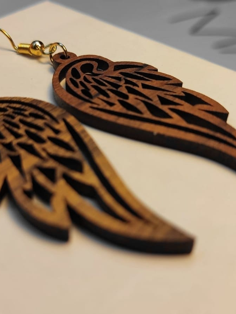 Brincos em Madeira MOD. Feather 1 3