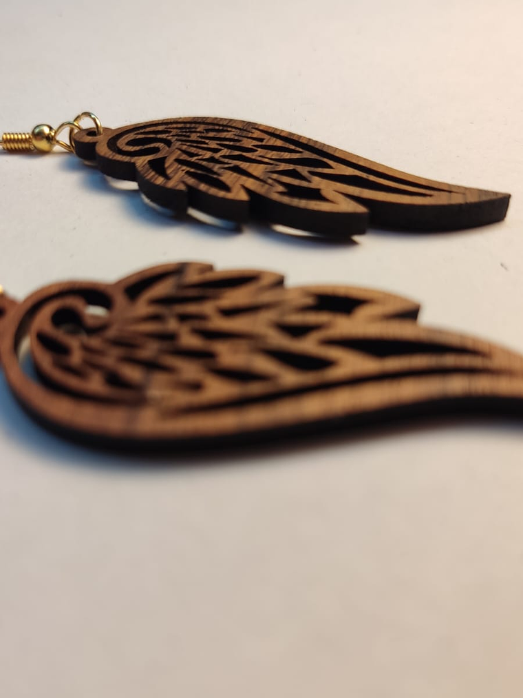 Brincos em Madeira MOD. Feather 1 2