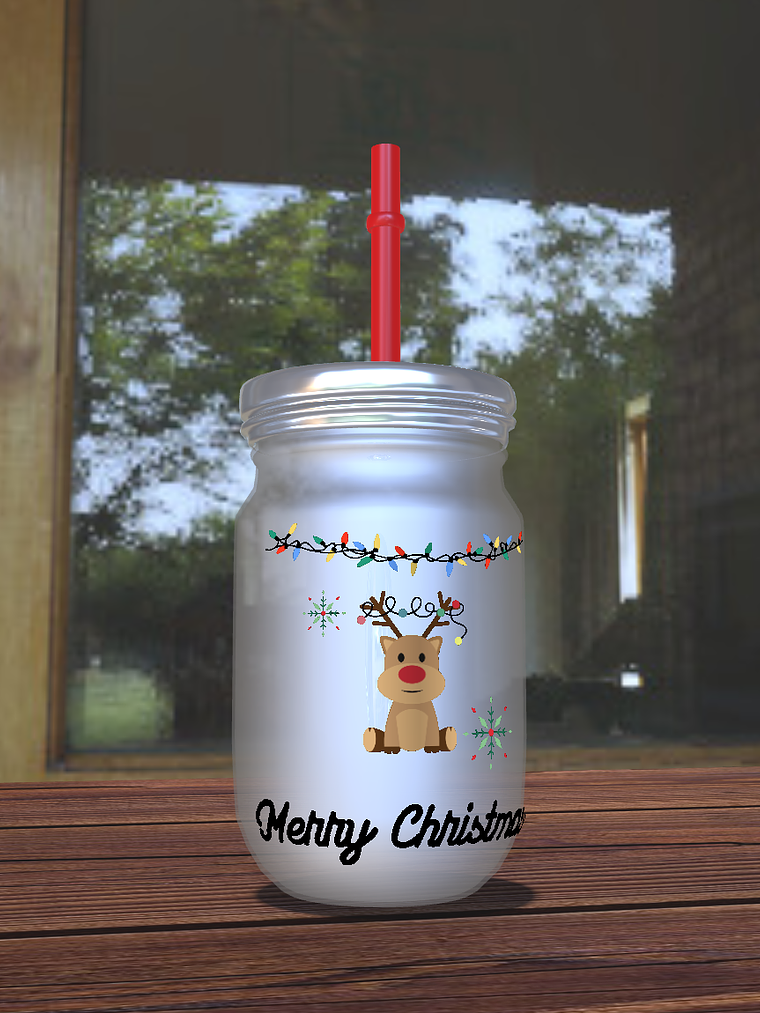 Caneca em Vidro Com Tampa e Palhinha Vermelha 3