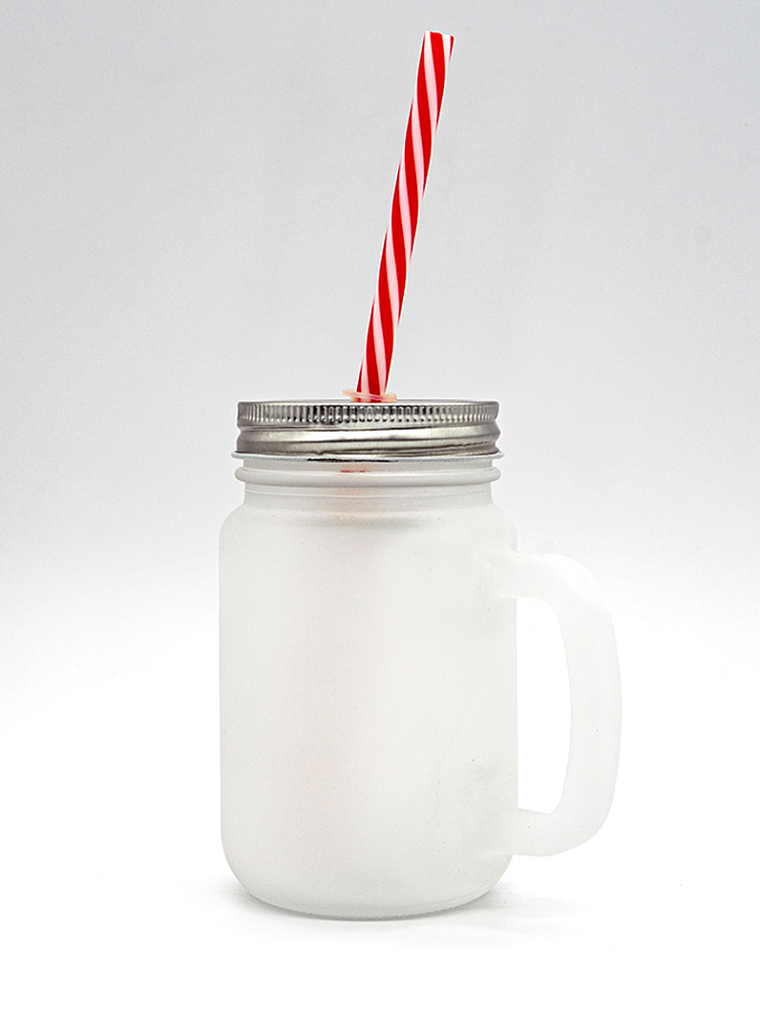 Caneca em Vidro Com Tampa e Palhinha Vermelha 1