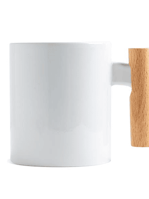 Caneca com Pega em Madeira