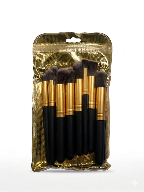 Set de Brochas 10 pzs Negro Dorado