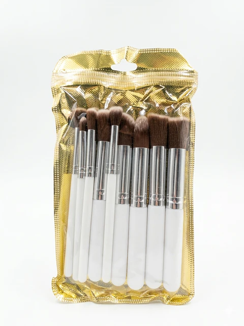 Set de Brochas 10 pzs Blanco Plateado