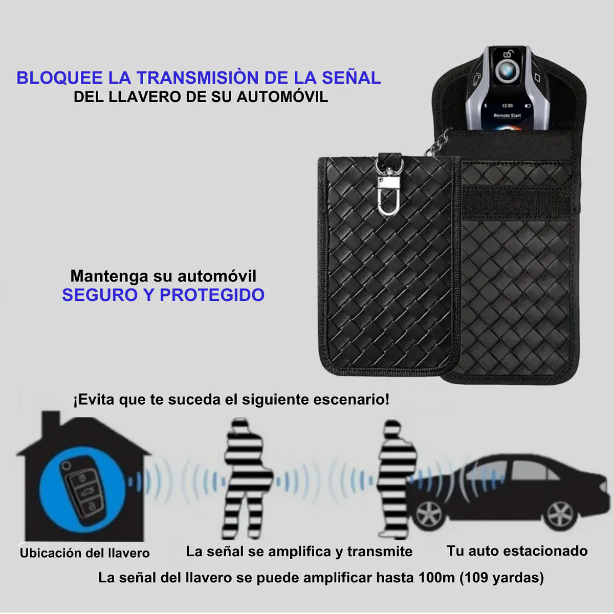 BOLSA PROTECCIÓN DE LLAVE PARA AUTOMOVIL BLOQUEO SEÑAL RFID