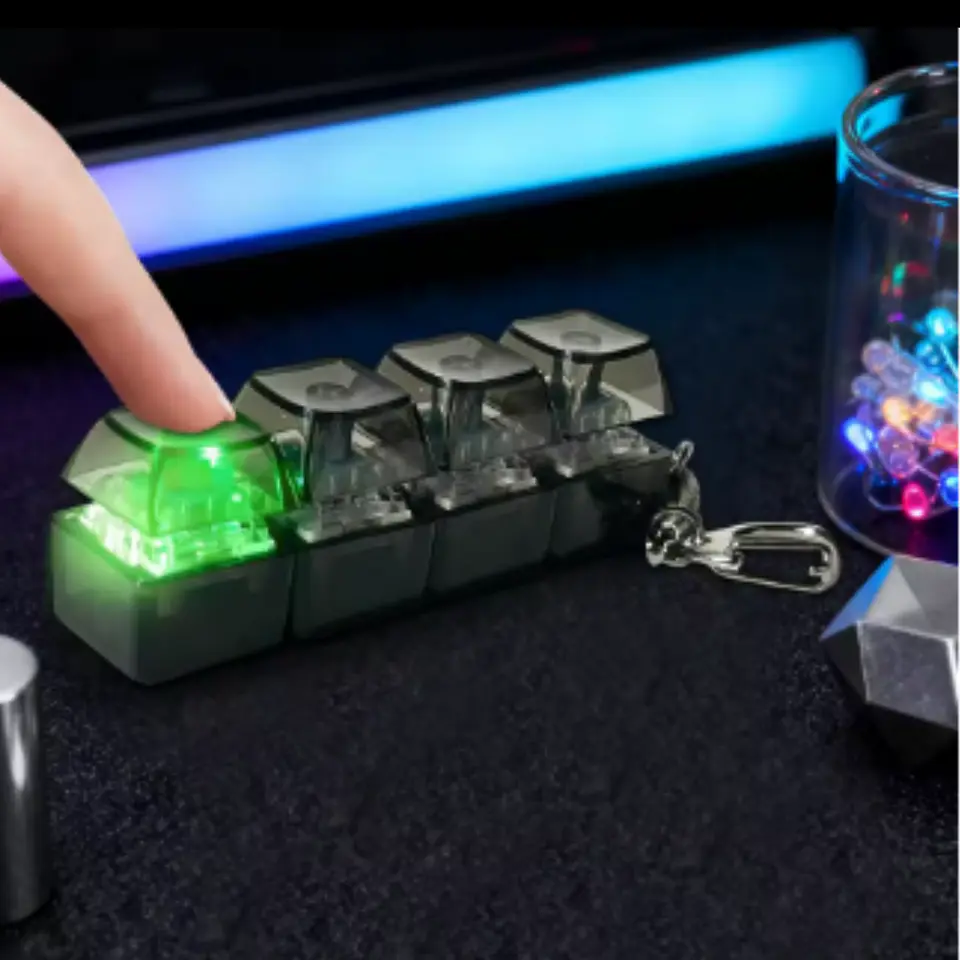  Llavero Teclado Mecánico Fidget Antiestrés con Luces LED Clicker Premium 3