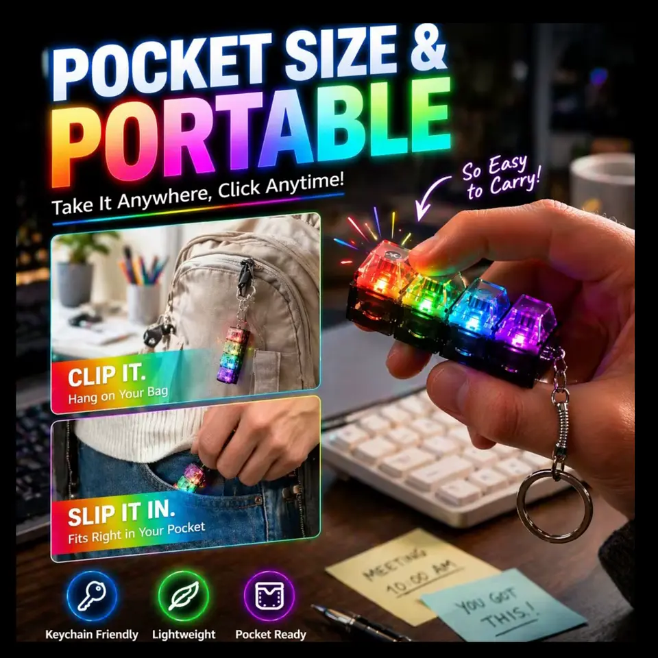  Llavero Teclado Mecánico Fidget Antiestrés con Luces LED Clicker Premium 4