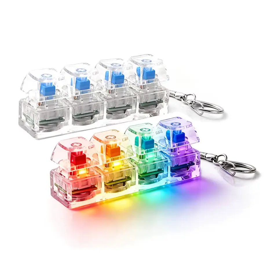  Llavero Fidget Teclado Mecánico Antiestrés con Luz LED RGB 1
