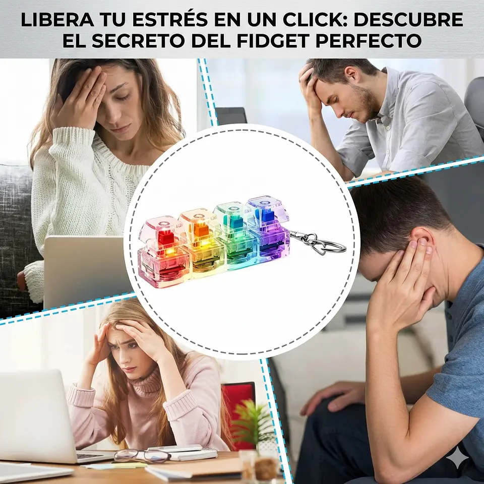  Llavero Fidget Teclado Mecánico Antiestrés con Luz LED RGB 4