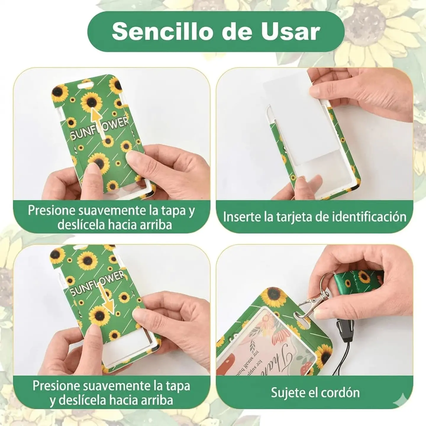 Lanyard De Girasoles Porta Credencial Cinta Antiestrés TEA 3