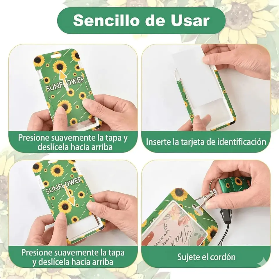 Lanyard De Girasoles Porta Credencial Cinta Antiestrés TEA 3