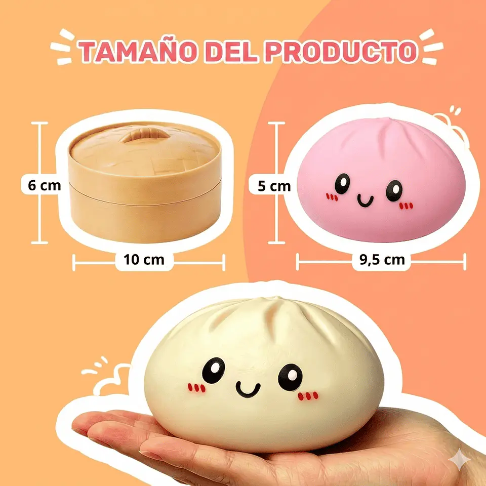 Dumpling Squishy Juguete Antiestrés 9,5 cm Con Vaporera 3