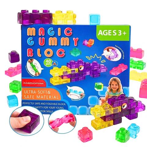 Bloques Didacticos de Goma Suave Magic Gummy Bloc 40 piezas