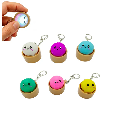 Llavero Dumpling Clicker Con Luz Led - Fidget Toy Antiestrés ASMR