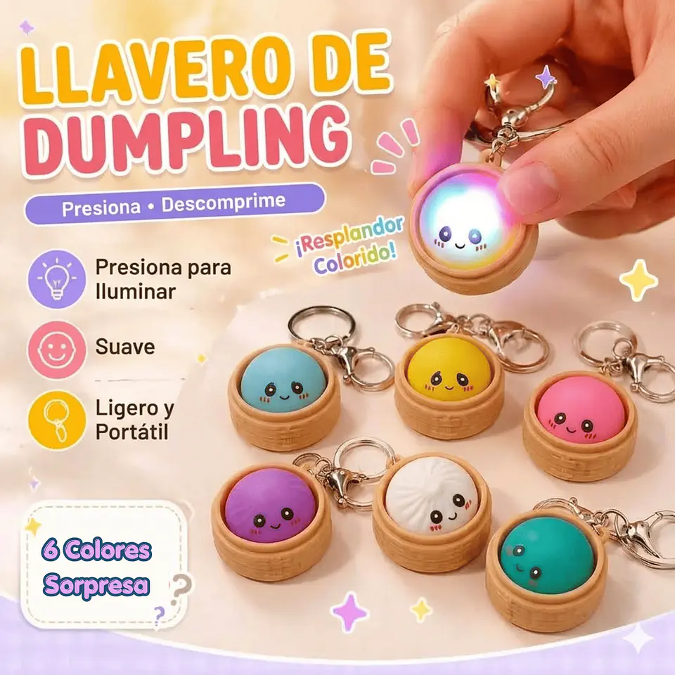 Llavero Dumpling Clicker Con Luz Led - Fidget Toy Antiestrés ASMR 2