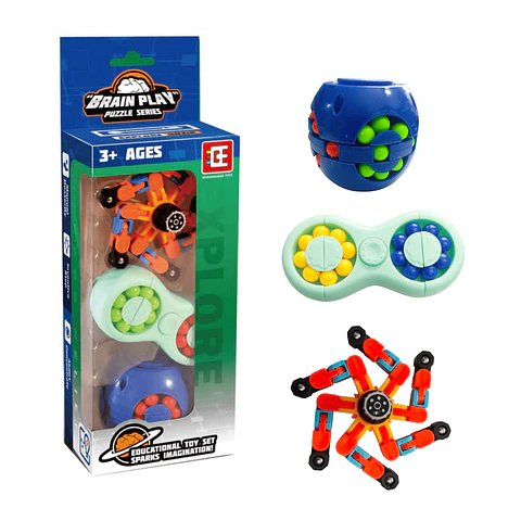 Set De Rompecabezas Cubo Mágico Inteligencia Fidget Toys 3 En 1
