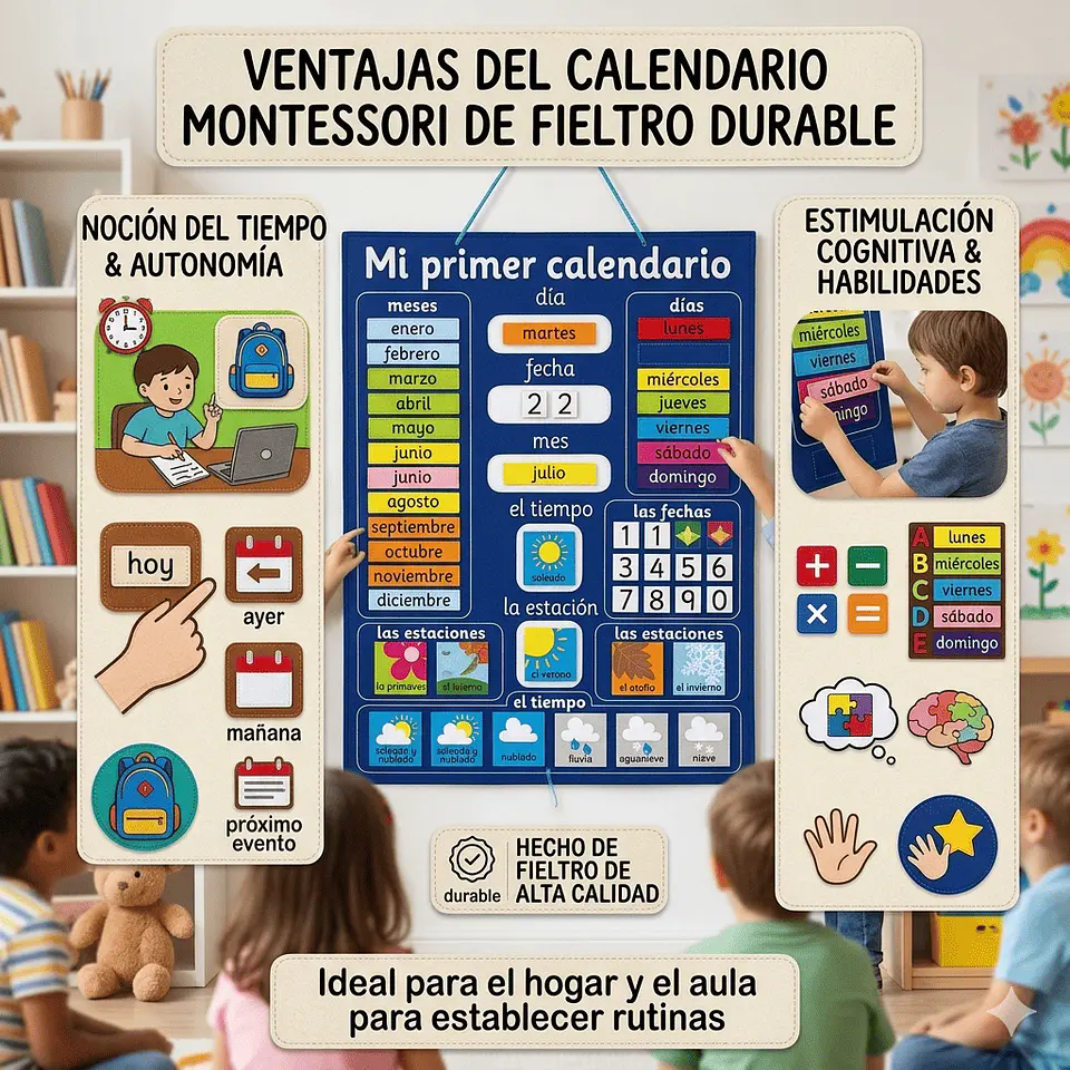 Mi Primer Calendario Infantil Montessori De Tela Interactiva 3