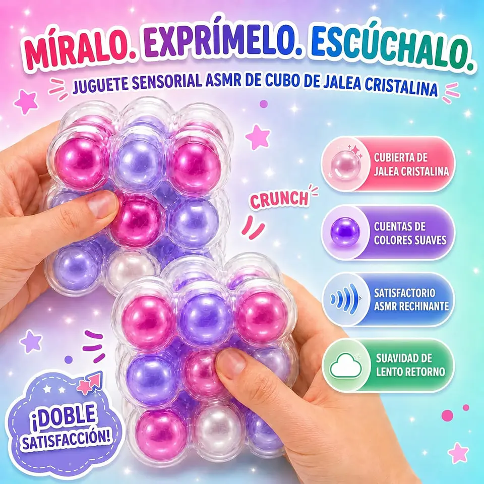 Juguete Sensorial Cubo Squishy Antiestrés ASMR Relajante 2
