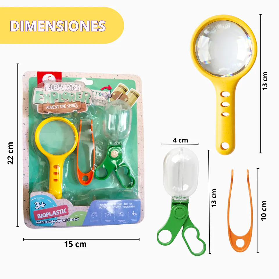 Set Explorador Infantil de Insectos Lupa, Pinza y Atrapador 3 Piezas 3