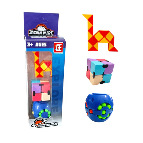 Set de Juguetes Didácticos Brain Play 3 en 1 | Fidget Toys y Serpiente Mágica